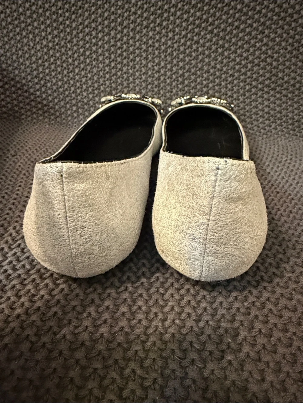 White House Black Market Silver Jeweled Ballet Flats